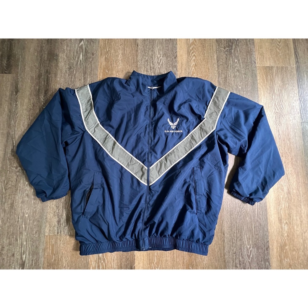US Air Force PTU Windbreaker Jacket Mens Large Regular Navy Blue Reflective V